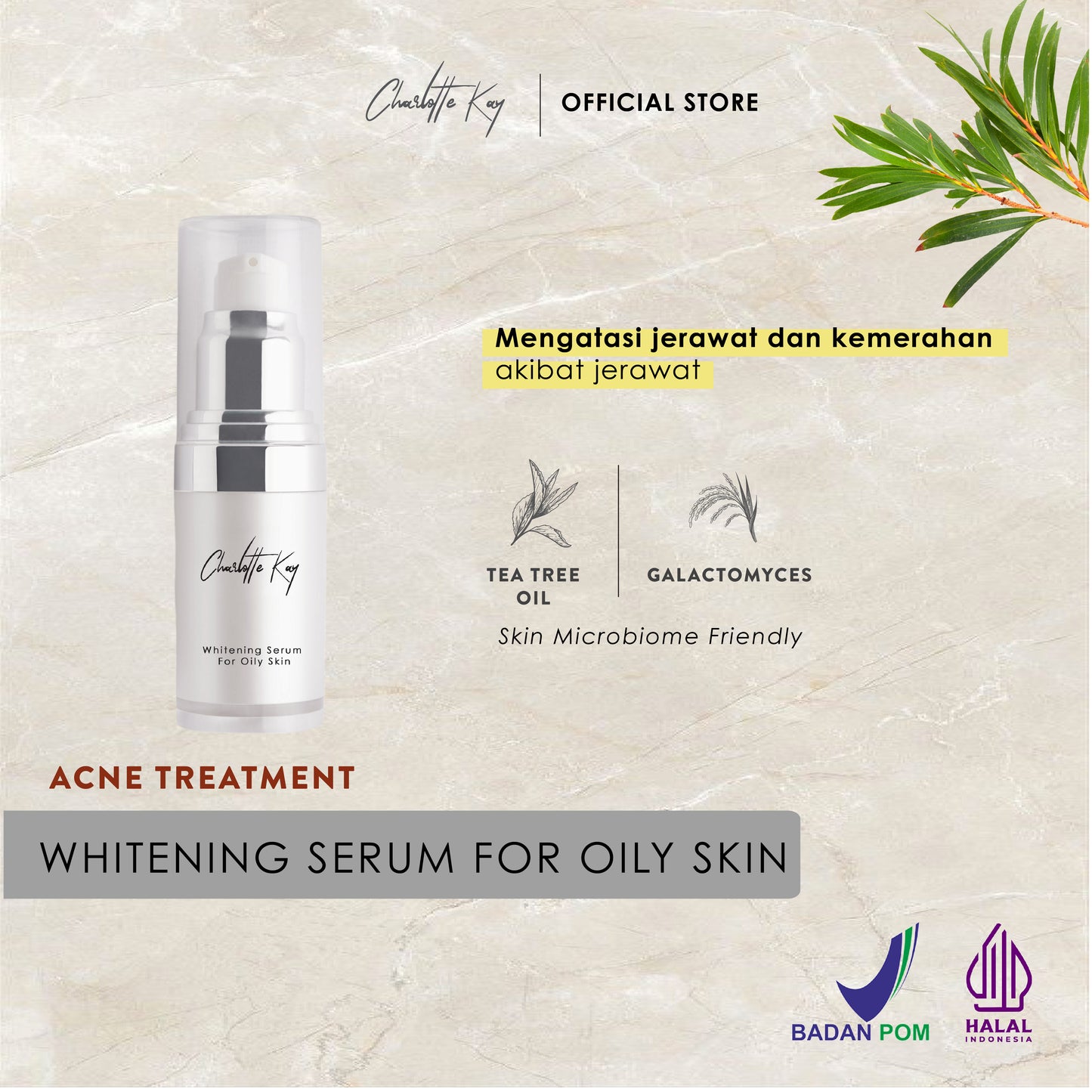 (Acne Treatment) Whitening Serum for Oily Skin - with Tea Tree Oil